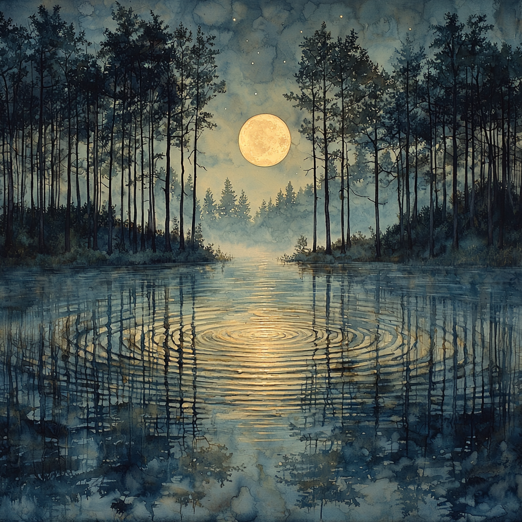 When the heart is still, the truth of all things becomes visible, like the moon reflected in a quiet pond.